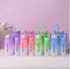 plastic Tumbler, Gradient colour drinking water bottles, Sports freak, school kids/toddler,
